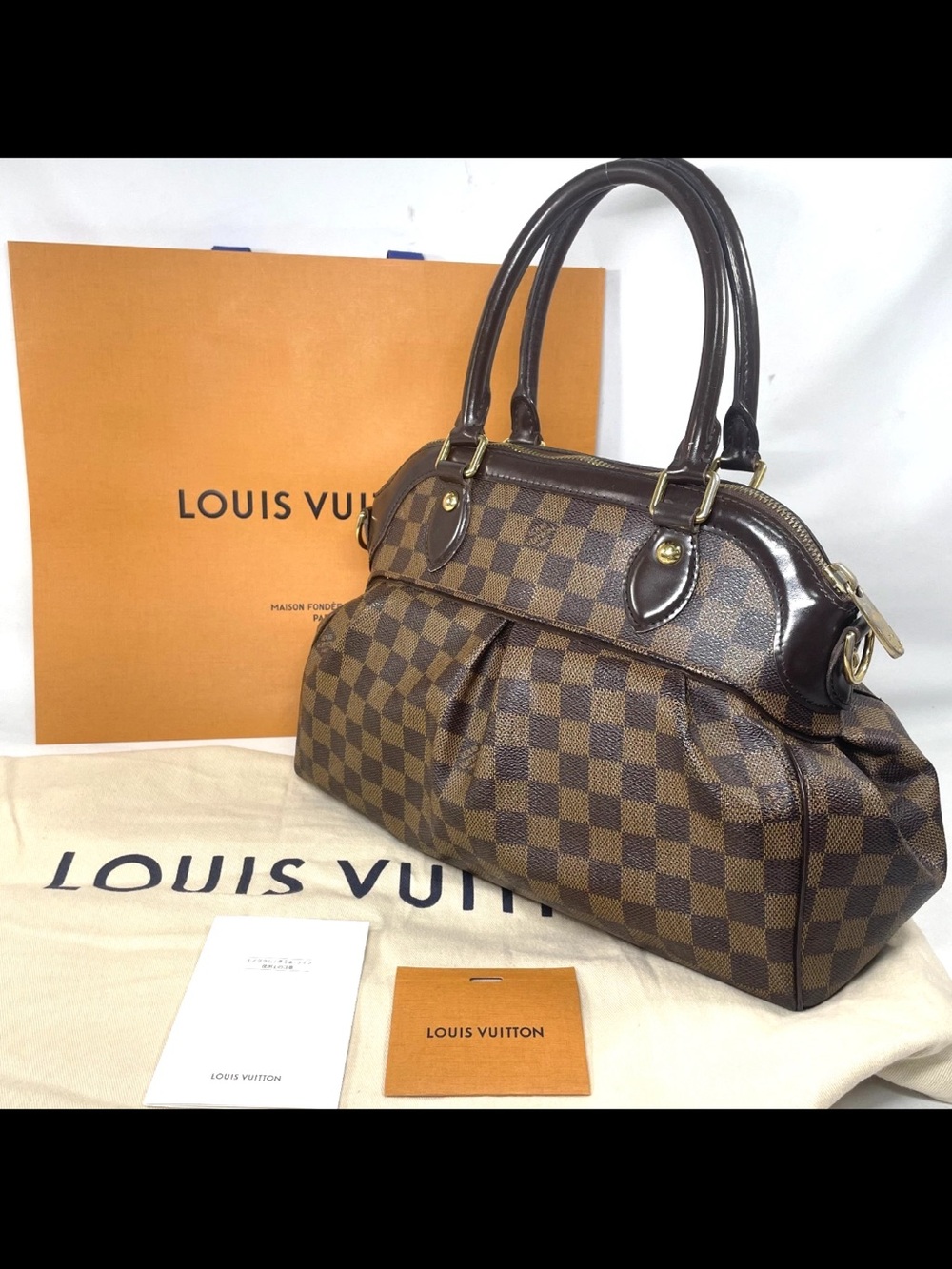 Louis Vuitton Damier Ebene Checker Satchel in Brown